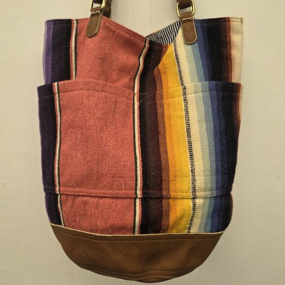 FREDD + BASHA Oversized Multi Convertible Serape Leather Funky Travel Bag BOHO - Picture 12 of 12
